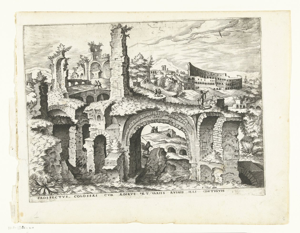 Udsigt over Colosseum Romerske ruiner, 1561 (serietitel) af Johannes of Lucas van Doetechum (attributed to)