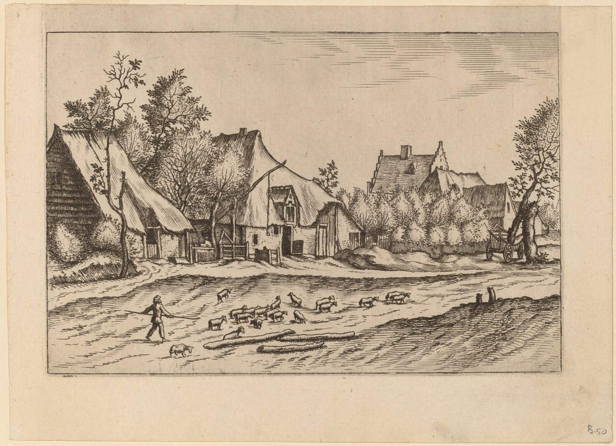 Gårde i en landsby af Johannes van Doetechum, the Elder and Lucas
