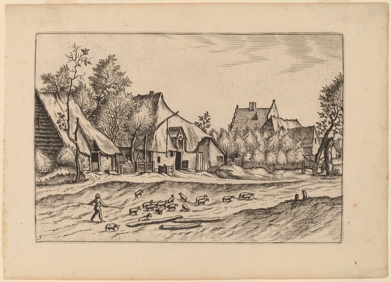 Gårde i en landsby af Johannes van Doetechum, the Elder and Lucas