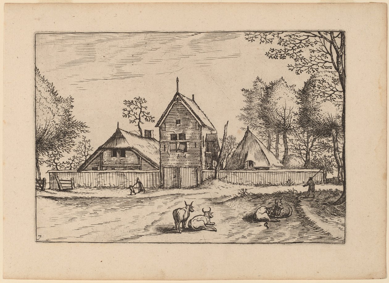 Bondegård af Johannes van Doetechum, the Elder and Lucas