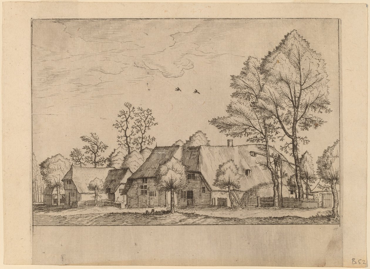 Stor gård med trækbrønd af Johannes van Doetechum, the Elder and Lucas