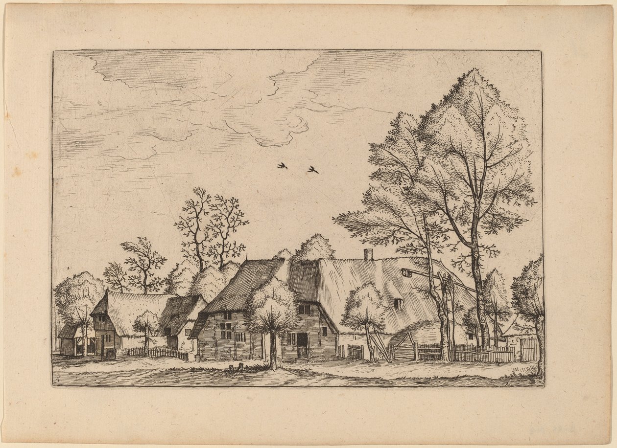 Stor gård med trækbrønd af Johannes van Doetechum, the Elder and Lucas