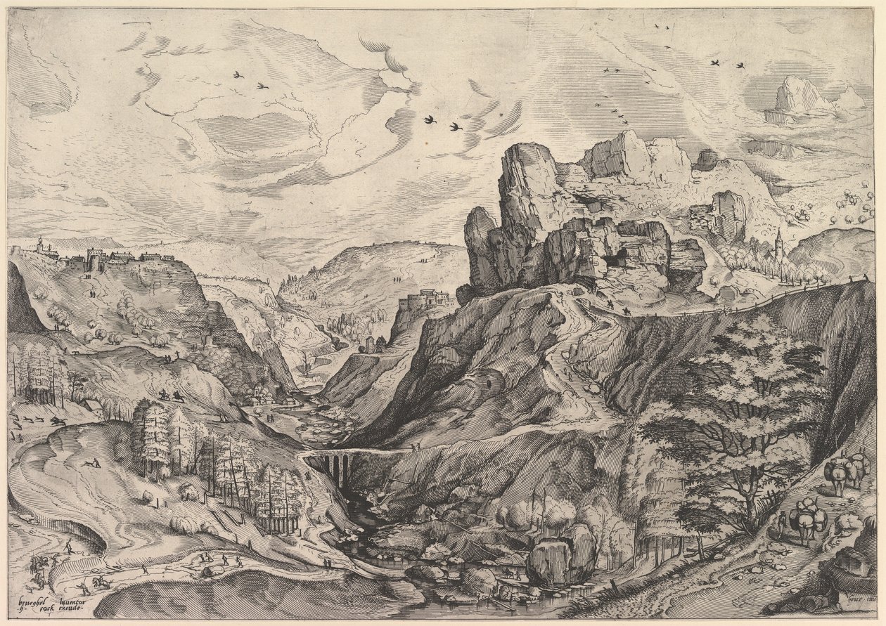 Alpine Landscape with a Deep Valley fra The Large Landscapes, ca. 1555-56. af Johannes van Doetecum I