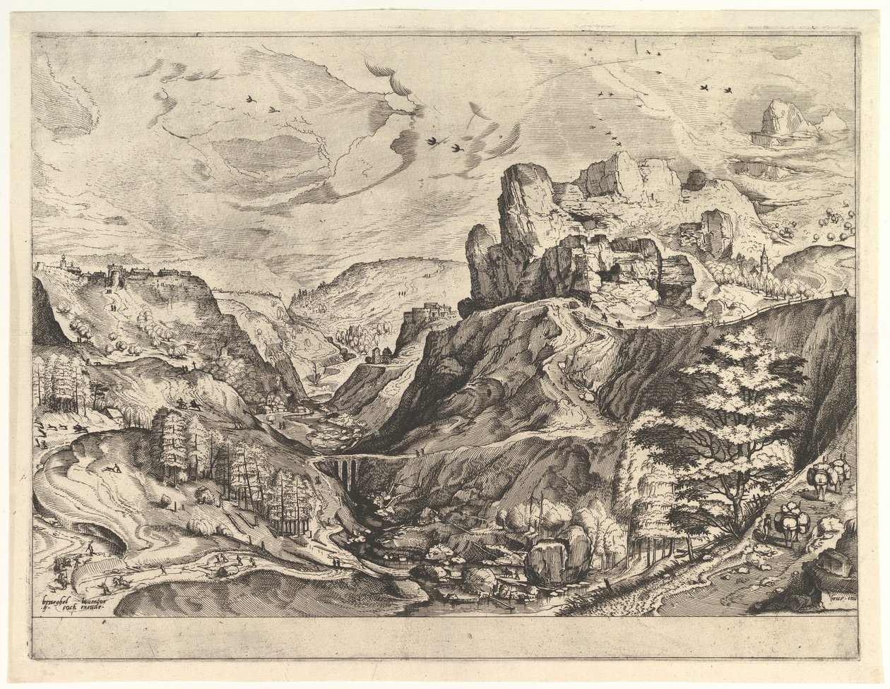 Alpine Landscape with a Deep Valley fra The Large Landscapes, ca. 1555-56. af Johannes van Doetecum I