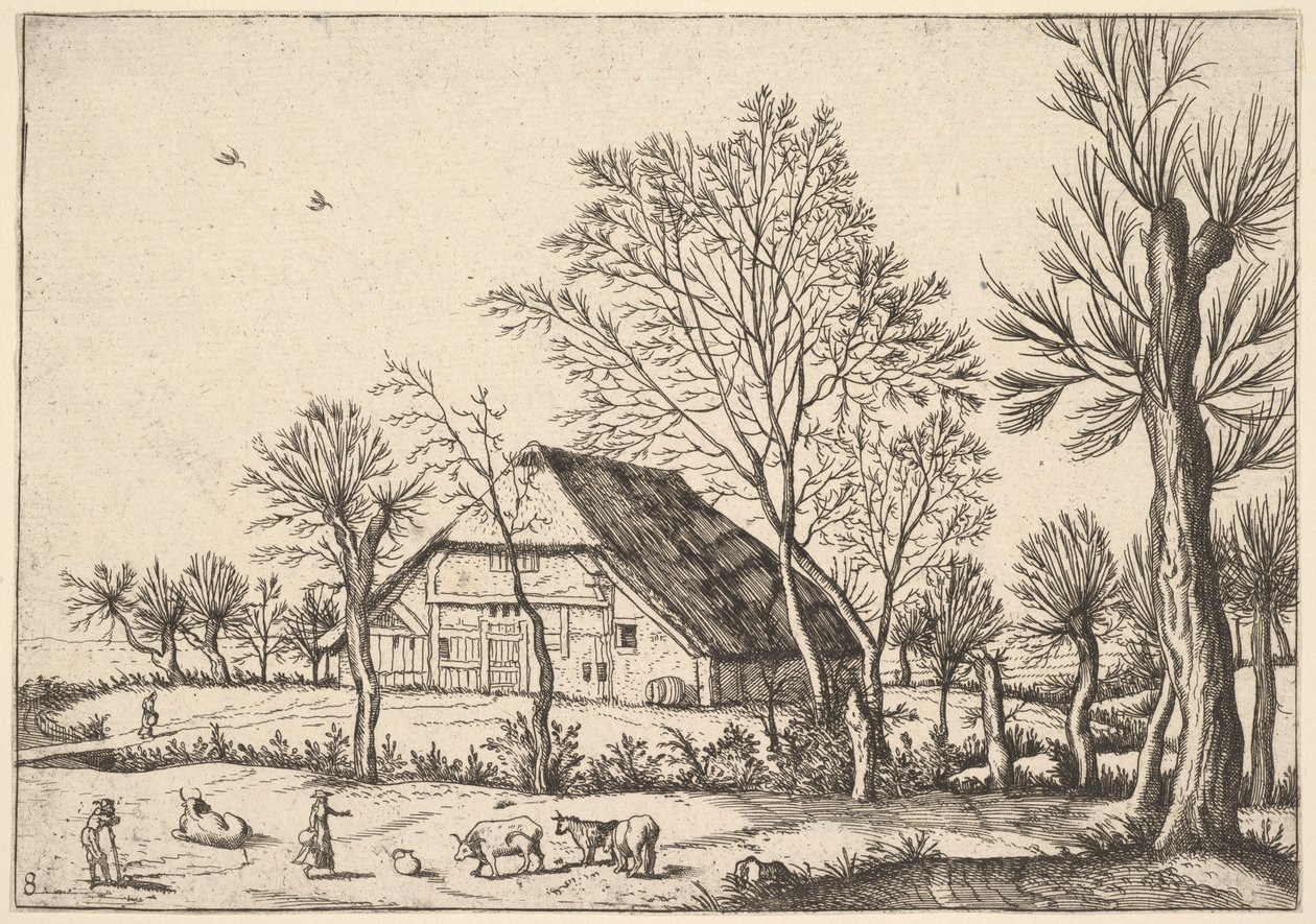 Gård, fra De små landskaber, 1559-61. af Johannes van Doetecum I