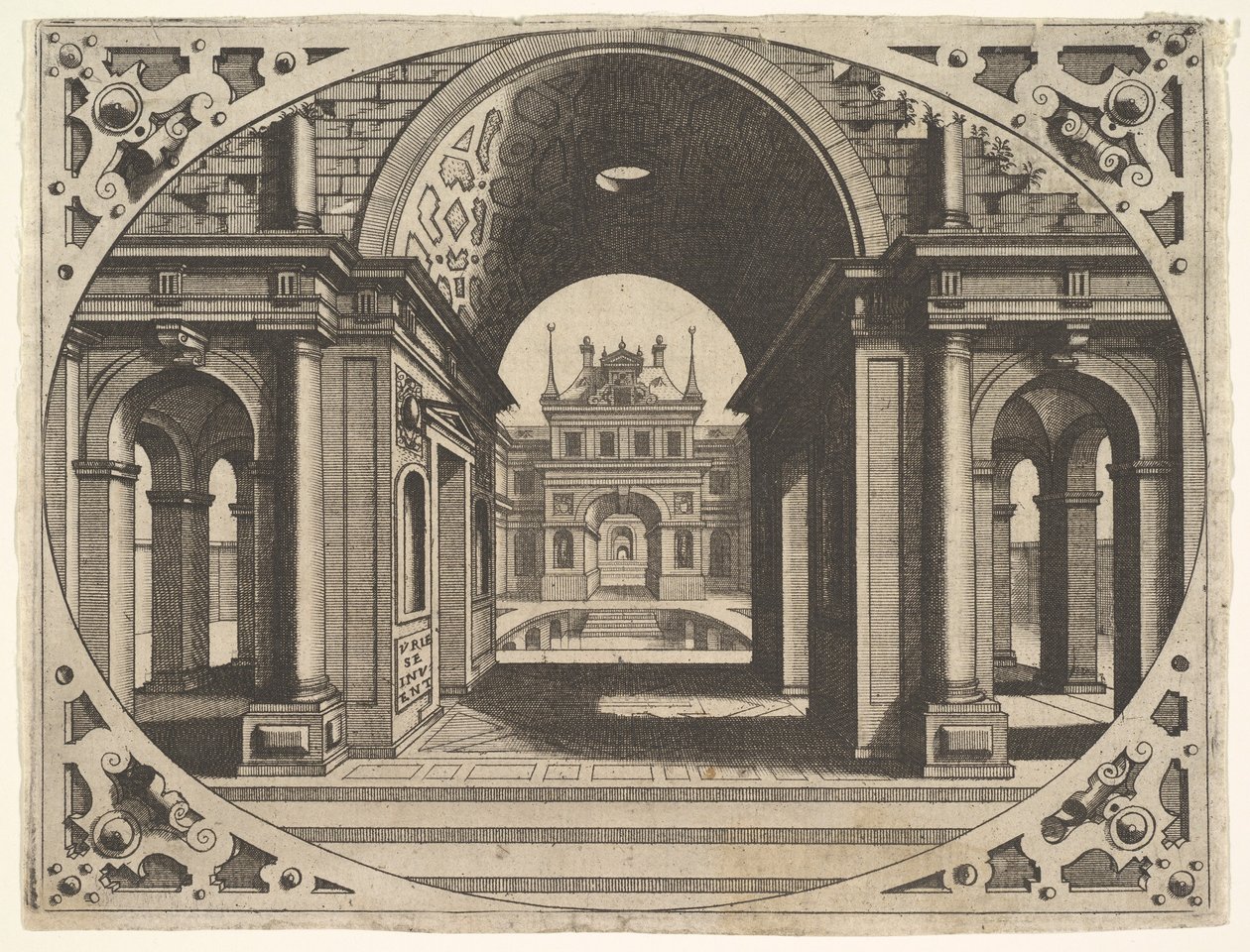 Tallerken fra Varie Architecture, ca. 1560. af Johannes van Doetecum I