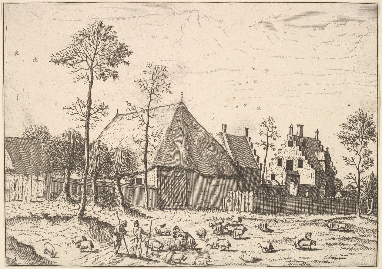 Skur med Sommerhus, fra De små Landskaber, 1559-61. af Johannes van Doetecum I