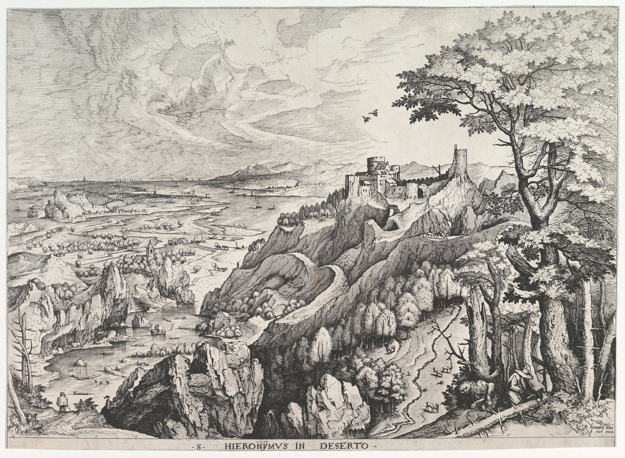 Skt. Hieronymus i ørkenen S. Hieronymus i Deserto fra De store landskaber, ca. 1555-56. af Johannes van Doetecum I
