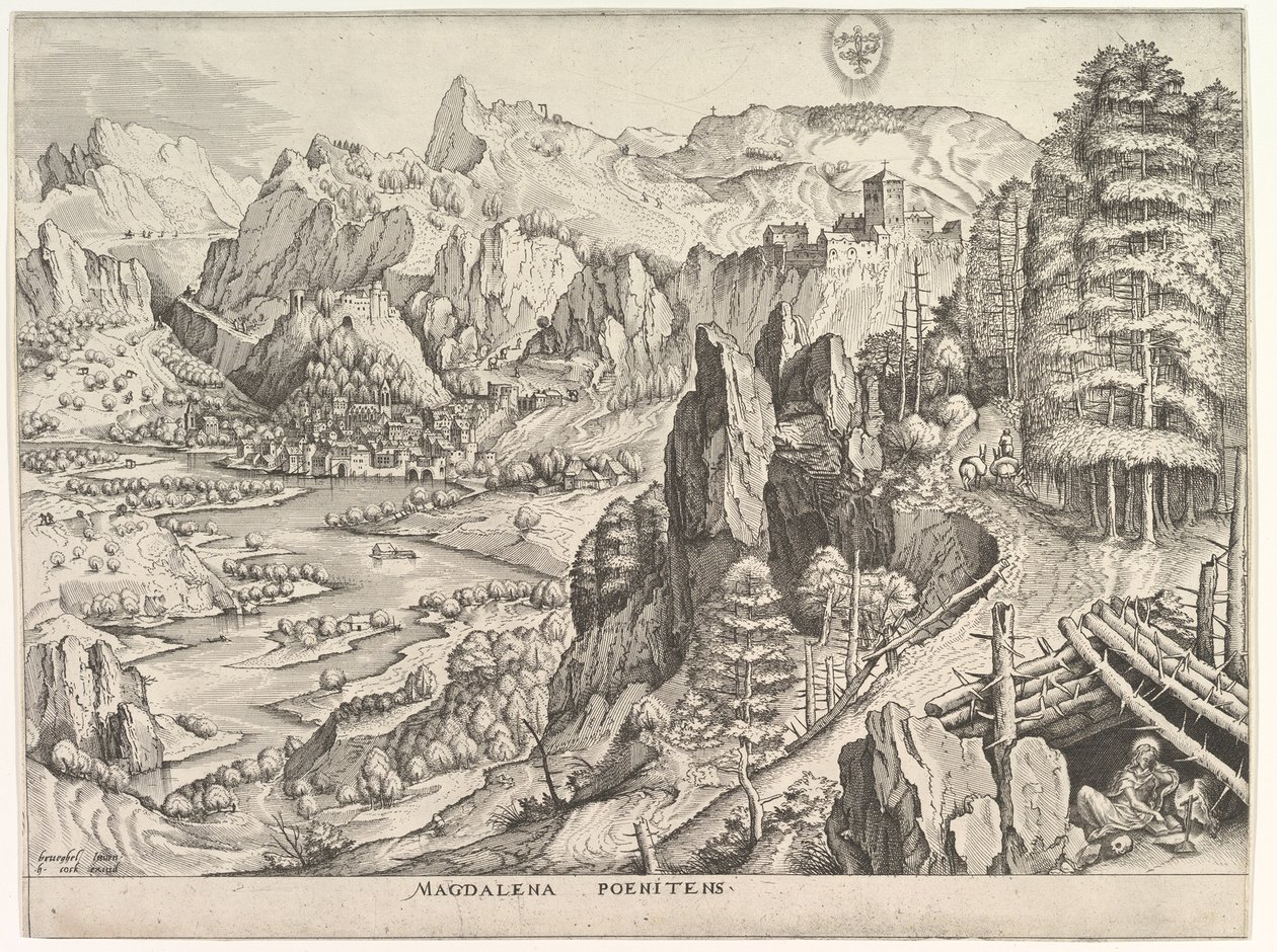 Den angrende Magdalene Magdalena Poenitens fra De store landskaber, ca. 1555-56. af Johannes van Doetecum I