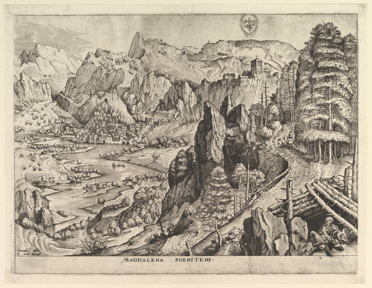 Den angrende Magdalene Magdalena poenitens fra De store landskaber, ca. 1555-56. af Johannes van Doetecum I