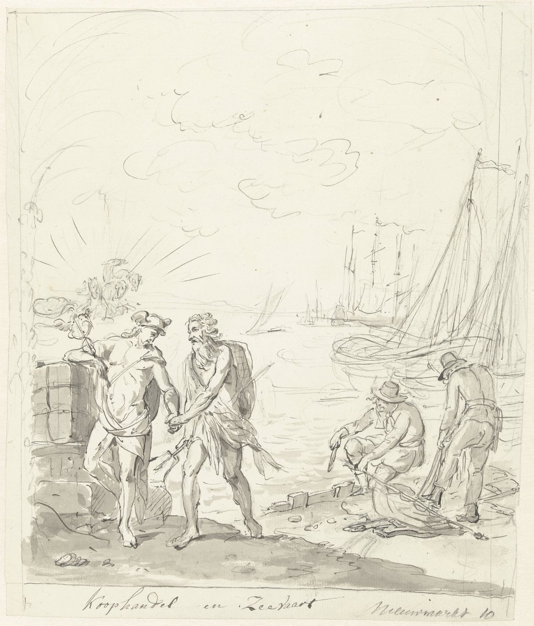Handel og forsendelse, dekoration på Nieuwmarkt, 1795 Handel og forsendelse (titel på objekt) af Johannes van Dregt (rejected attribution)