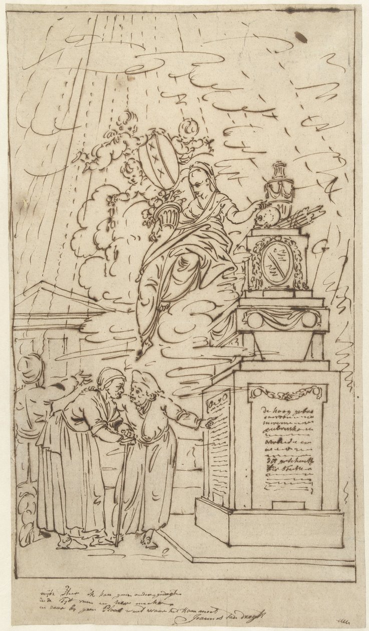 Figurer ved et begravelsesmonument af Johannes van Dregt