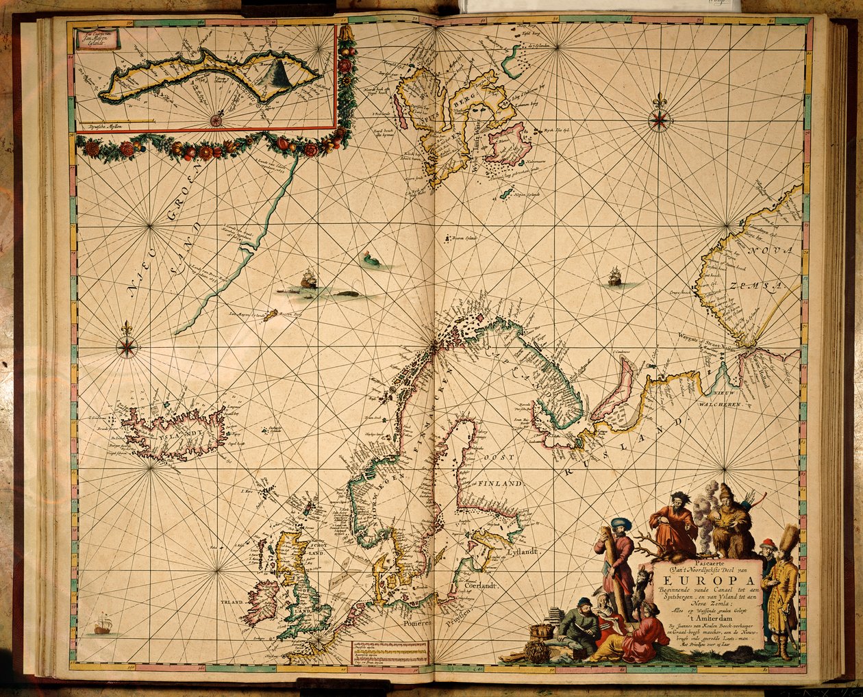 Kort over Nordeuropa (håndfarvet gravering) af Johannes van Keulen