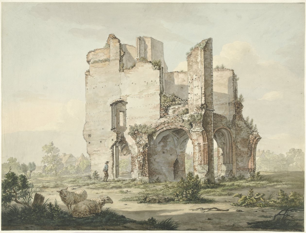 Ruinerne af klosteret Rijnsburg af Johannes van Lexmond