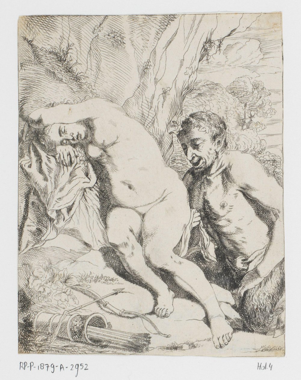 Sovende nymfe og satyr af Johannes van Seegen