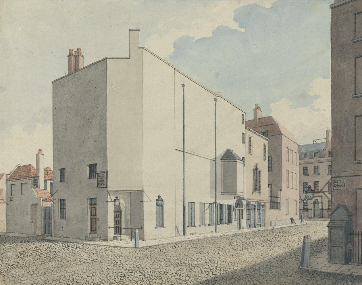 Design til Argyll Concert Rooms, Regent Street, London, ca. 1819-20 (wc over grafit på papir) af John Nash