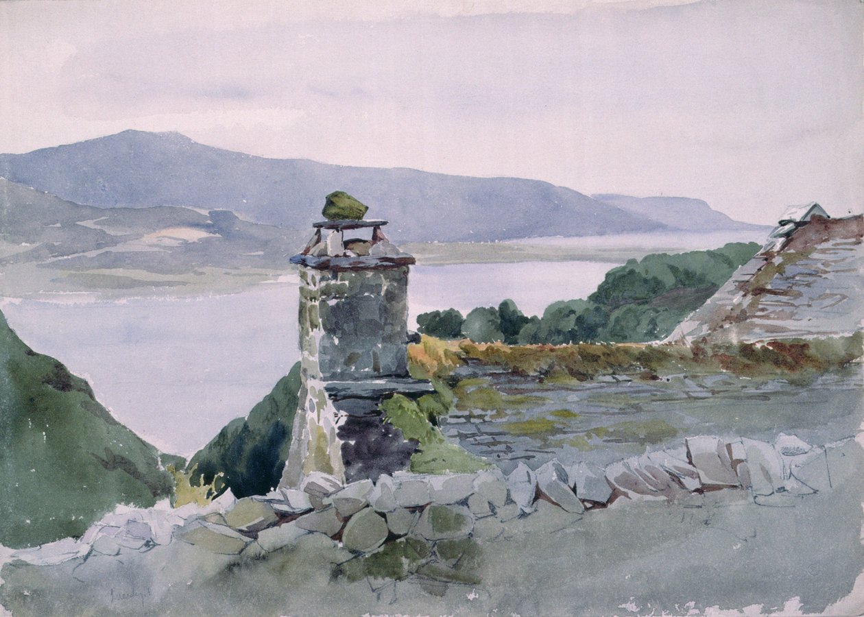 En kuperet bugt, set fra en mur over et tag, 1800-tallet (akvarel) af John Absolon