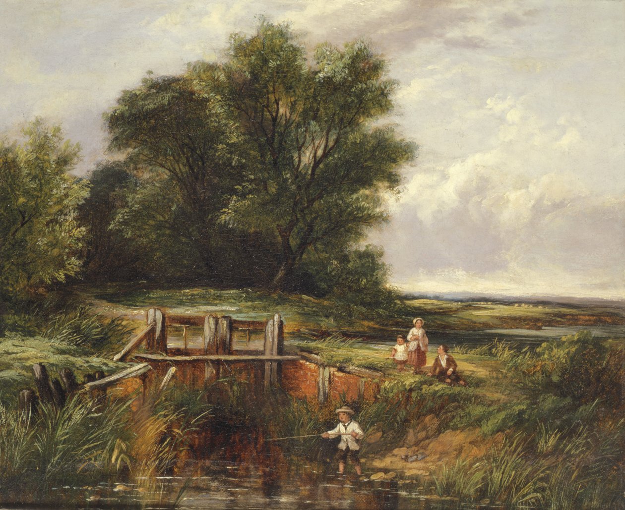 Børn ved en låseport, 1800-tallet af John Anthony Puller
