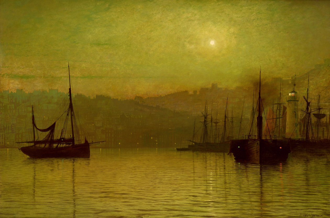 Calm Waters, Scarborough, 1880 af John Atkinson Grimshaw