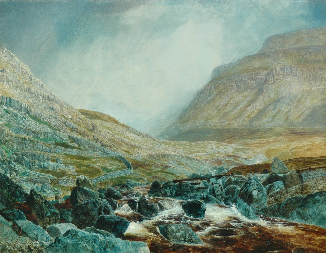 Ingleborough fra under White Scar, Yorkshire Limestone Strata, 1868 af John Atkinson Grimshaw