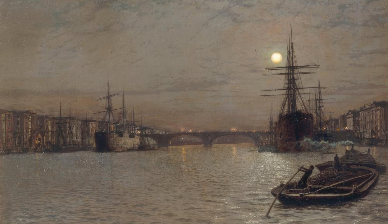 Poolen og London Bridge om natten af John Atkinson Grimshaw