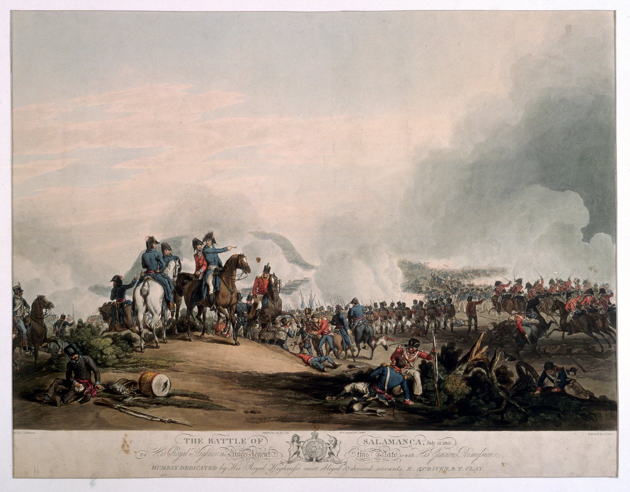 Slaget ved Salamanca, 22. juli 1812, indgraveret af G. Lewis, udgivet London, 1813 (farvet akvatint) af John Augustus Atkinson