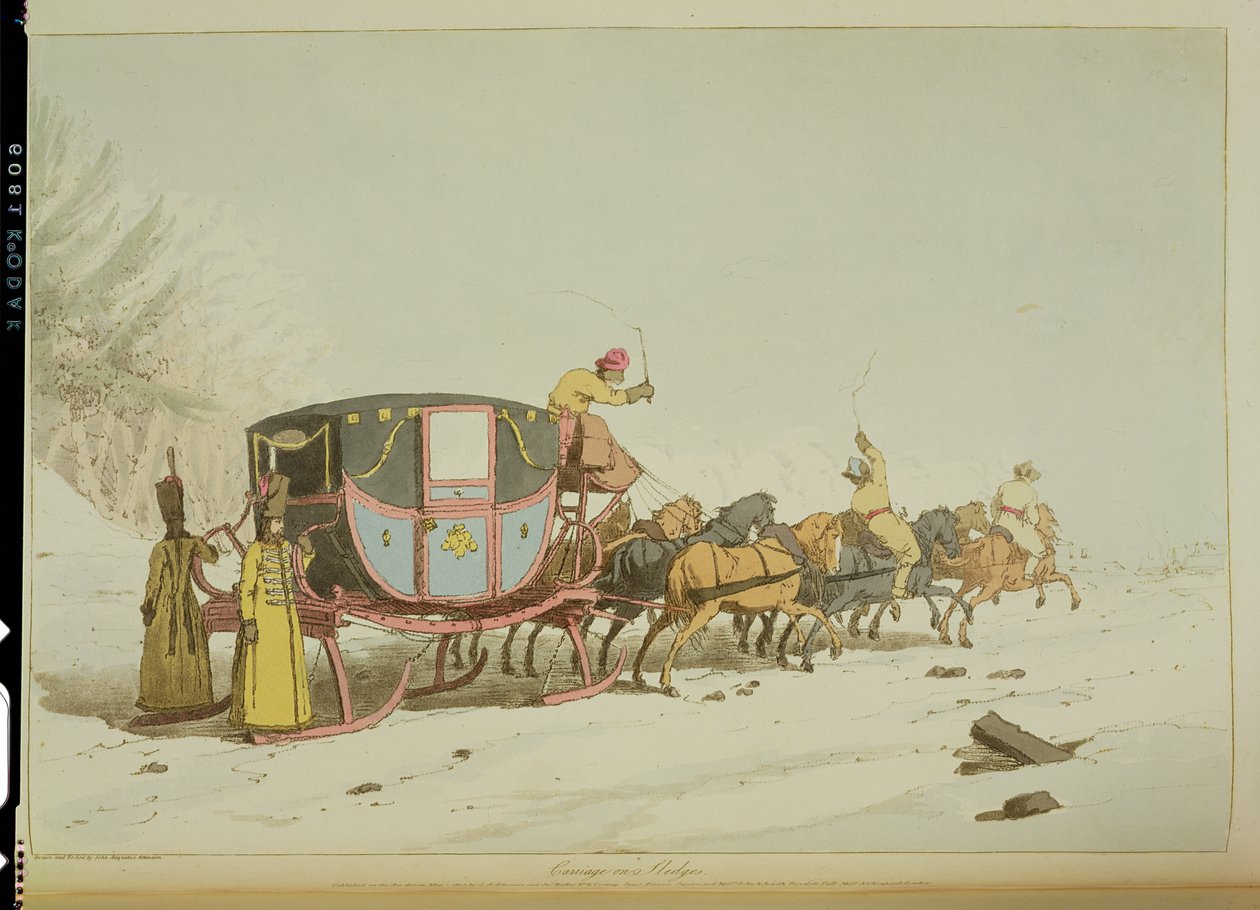 Vogn på slæder, ætset af kunstneren, udgivet 1803 af John Augustus Atkinson