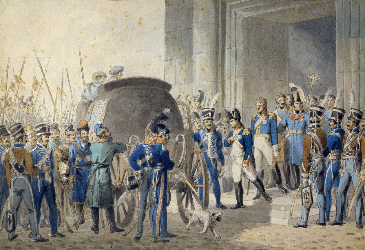 Napoleons (1769-1821) afgang til Elba af John Augustus Atkinson