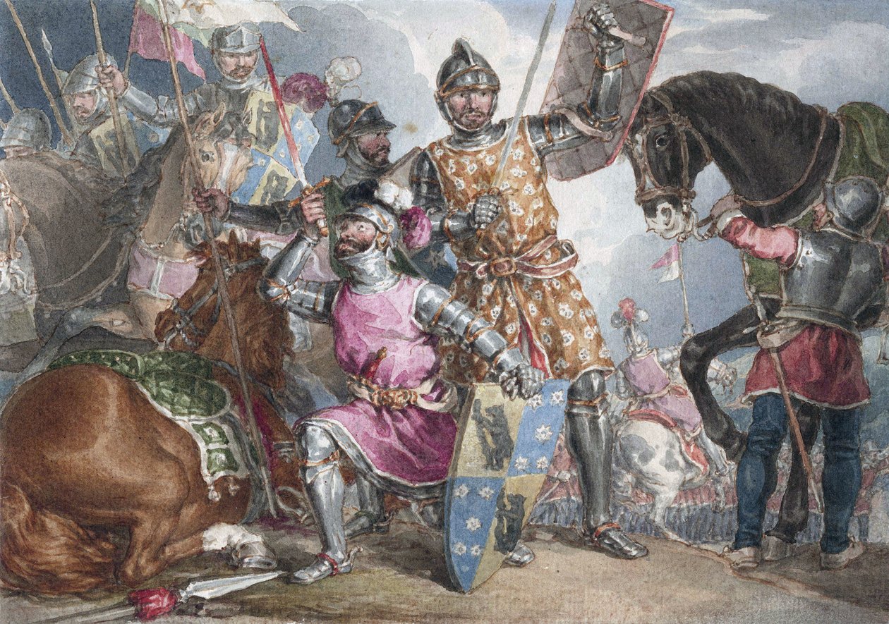 Kong Henry VI, del III, akt II, scene III, Warwick, Edward og Richard i slaget ved Towton af John Augustus Atkinson