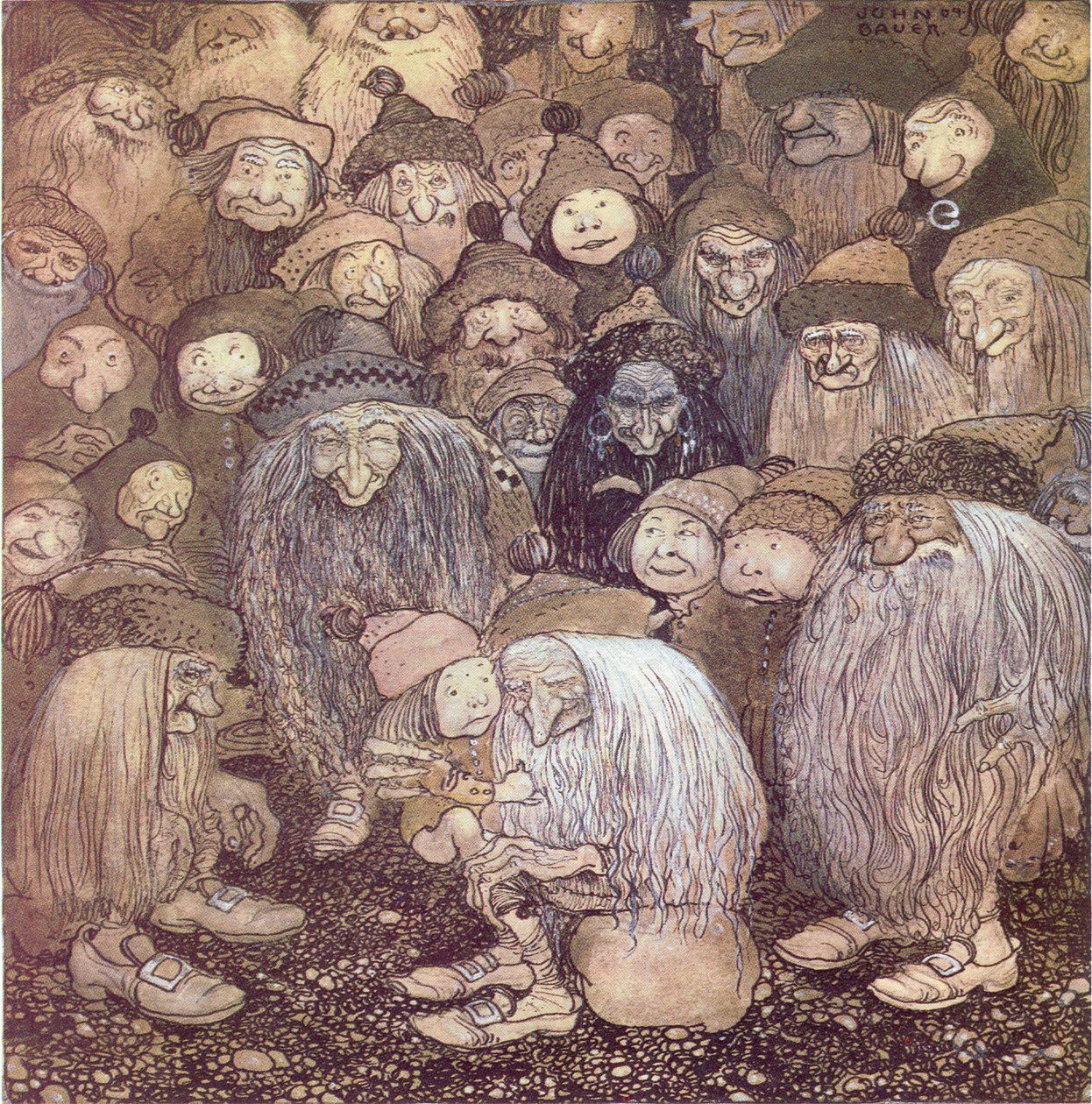 Men hvordan kommer jeg ind på bjerget, spurgte nissedrengen af John Bauer