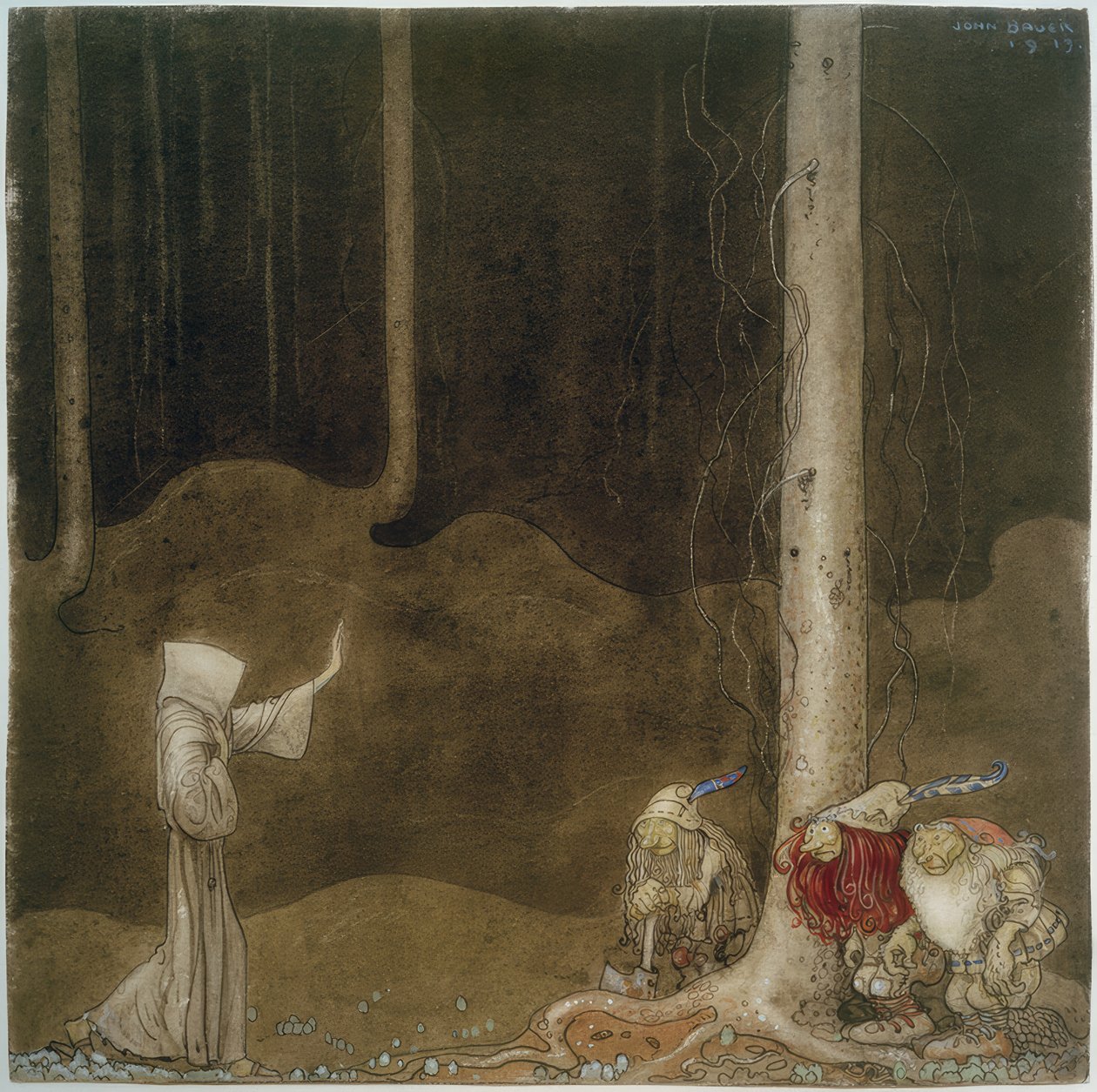 Sankt Martin og tre trolde af John Bauer