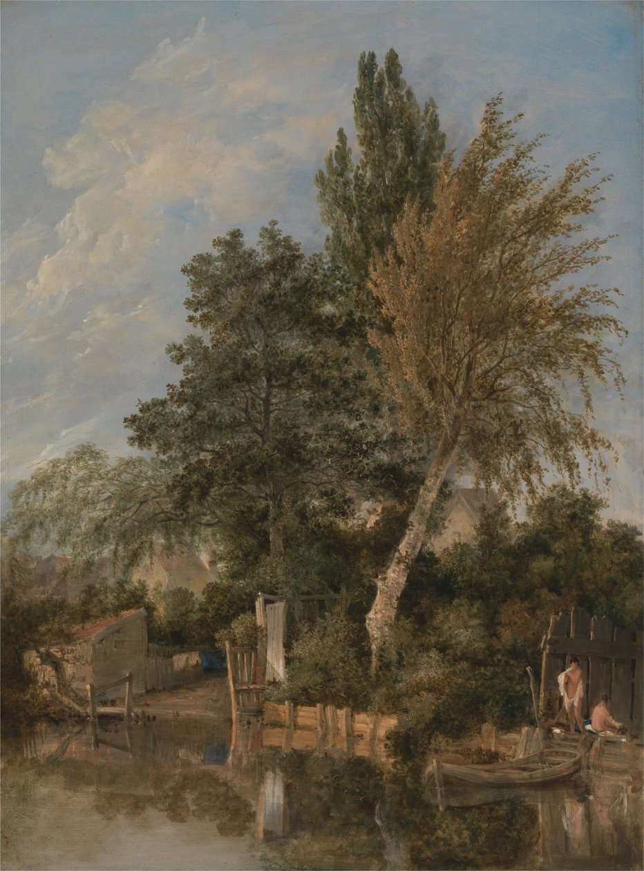 Drenge bader ved floden Wensum, Norwich af John Crome