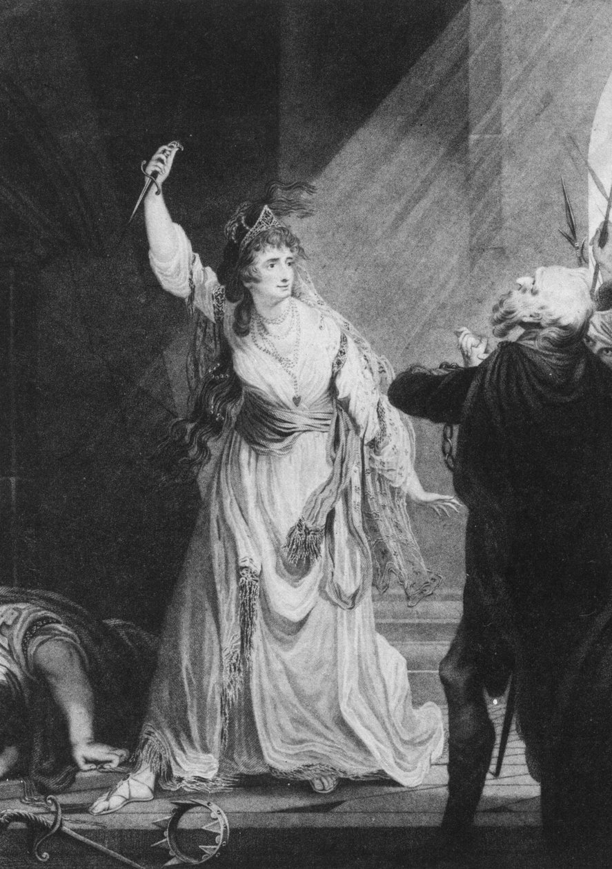 Engelsk skuespillerinde Sarah Siddons som Euphrasia i The Grecian Daughter af Arthur Murphy, Theatre Royal i Drury Lane, 1782 af John Boydell