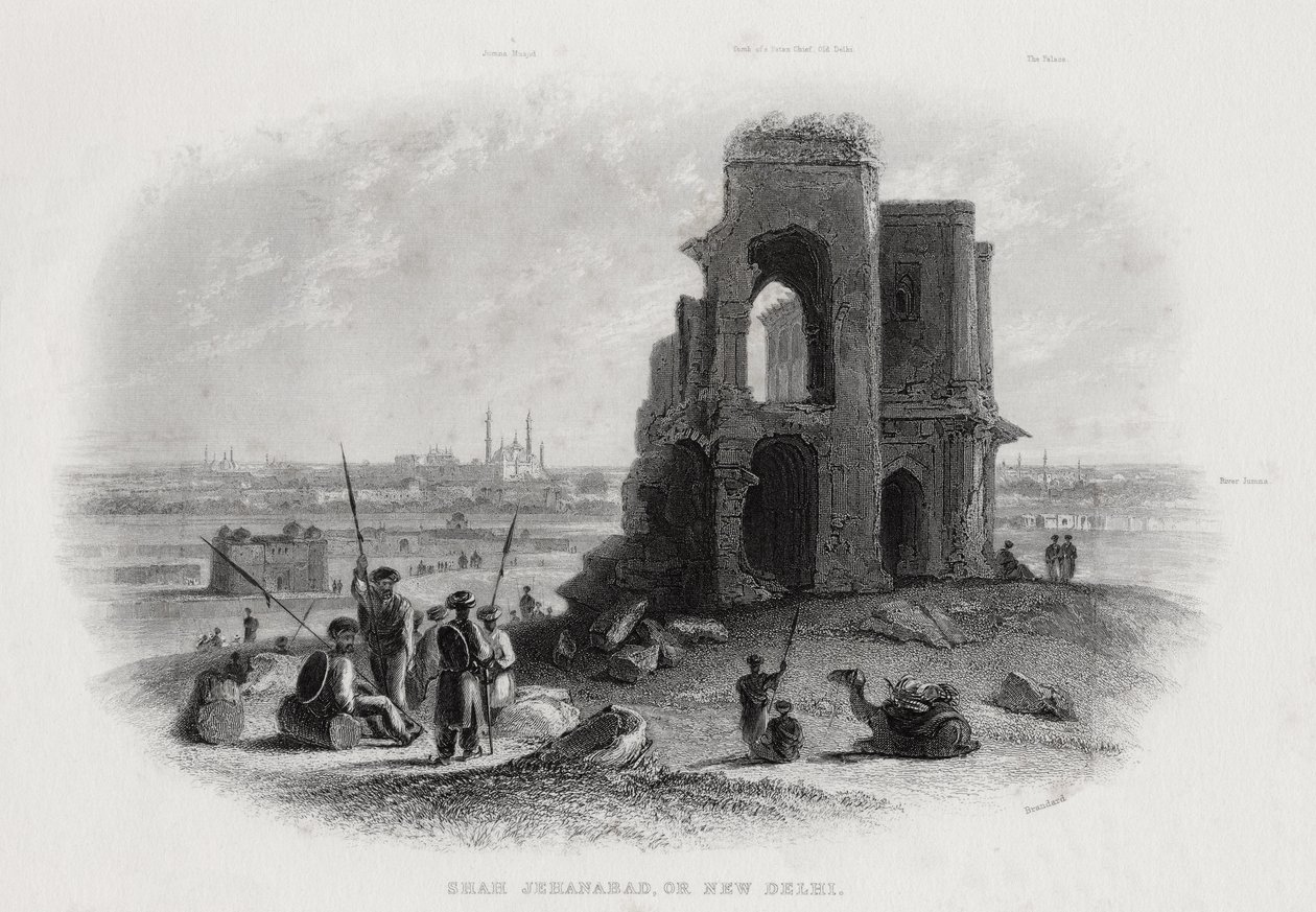 Shah Jehanabad og New Delhi, Indien af John Brandard
