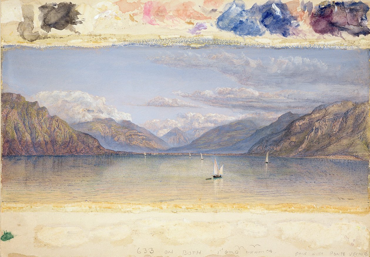 The Mountains of St. Gingolph, 1861 (wc og kropsfarve på kortet) af John Brett