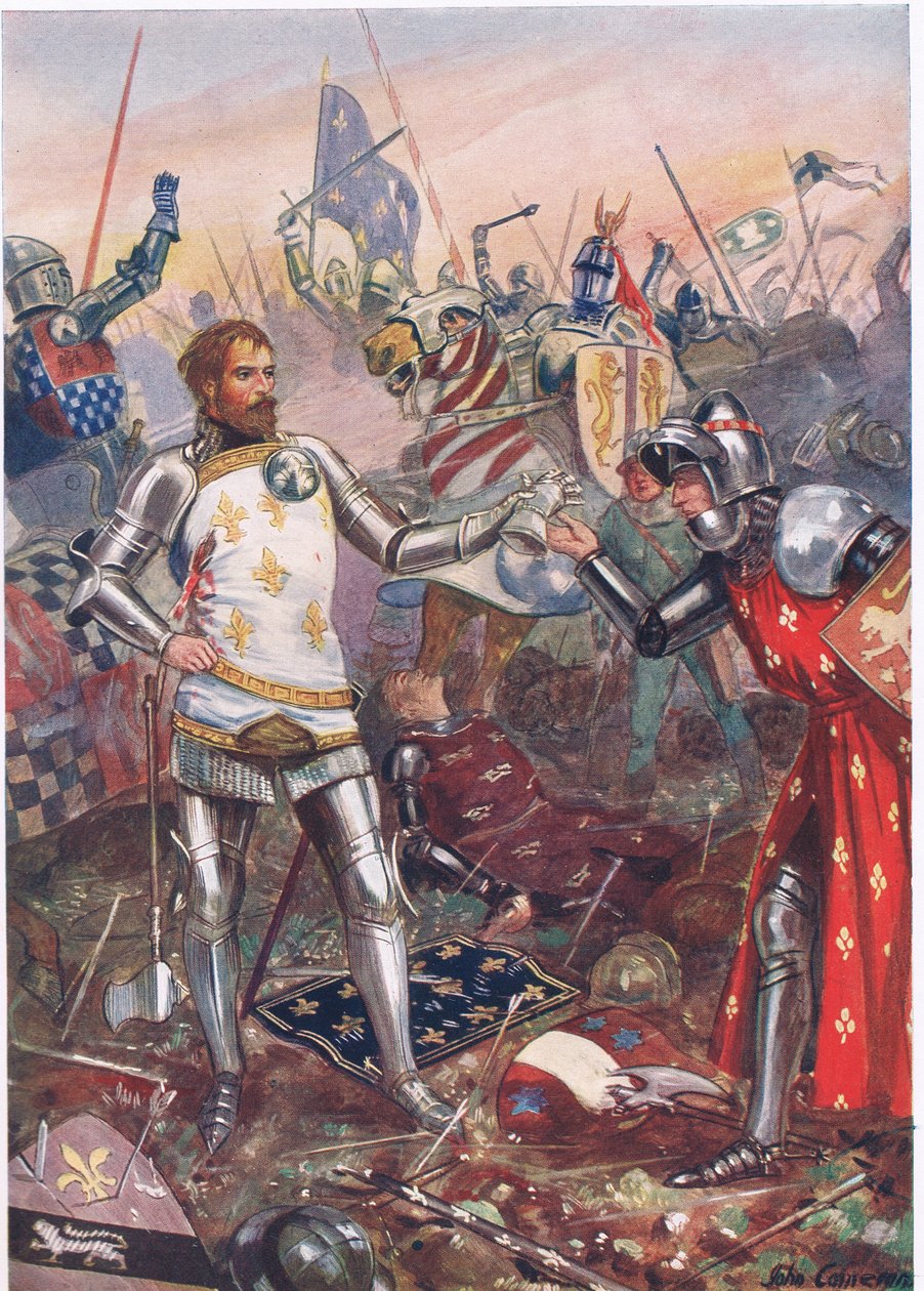 The Surrender of John II of France at the Battle of Poitiers, illustration fra 