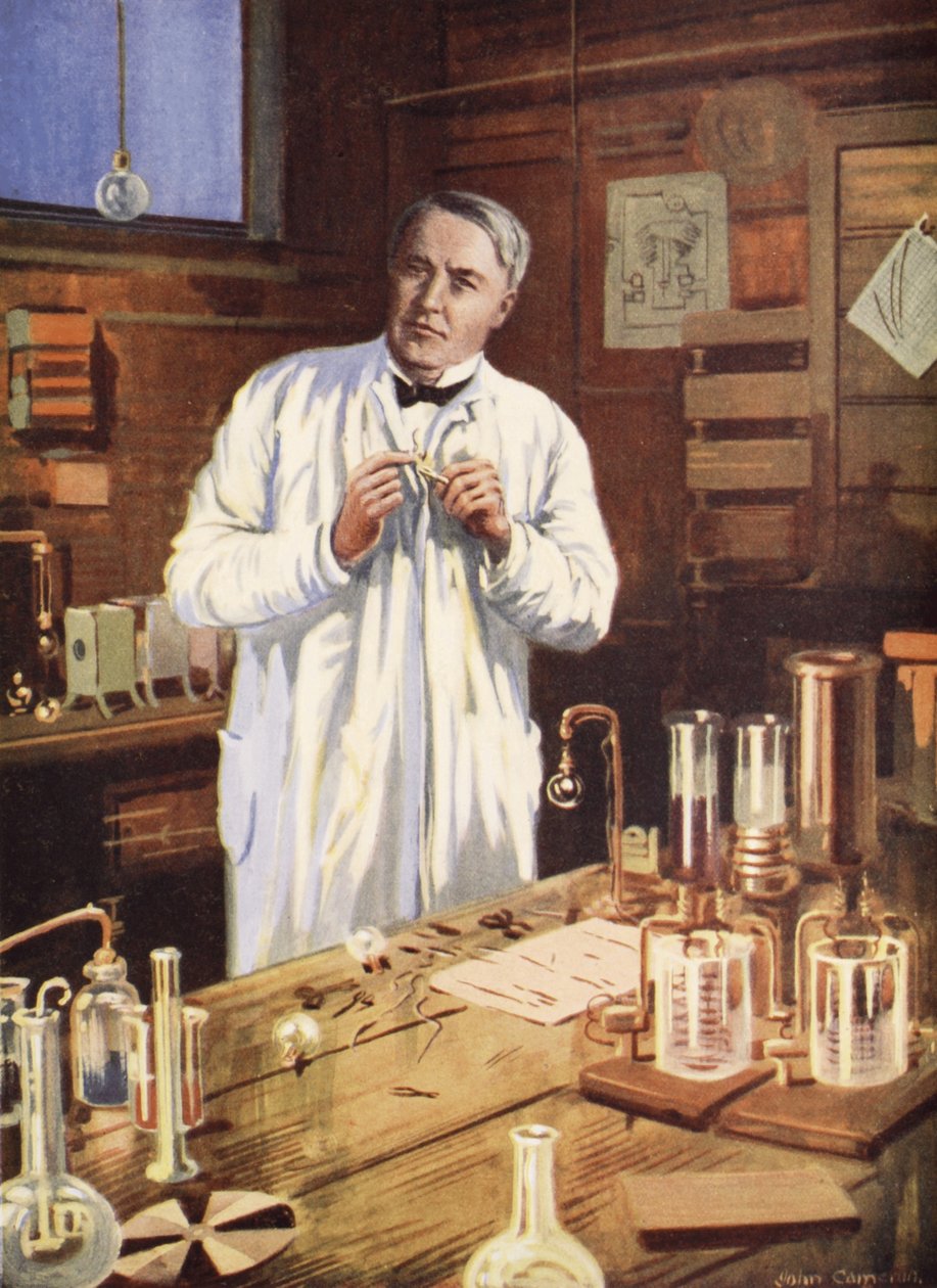 Thomas Edison i sit værksted af John Cameron