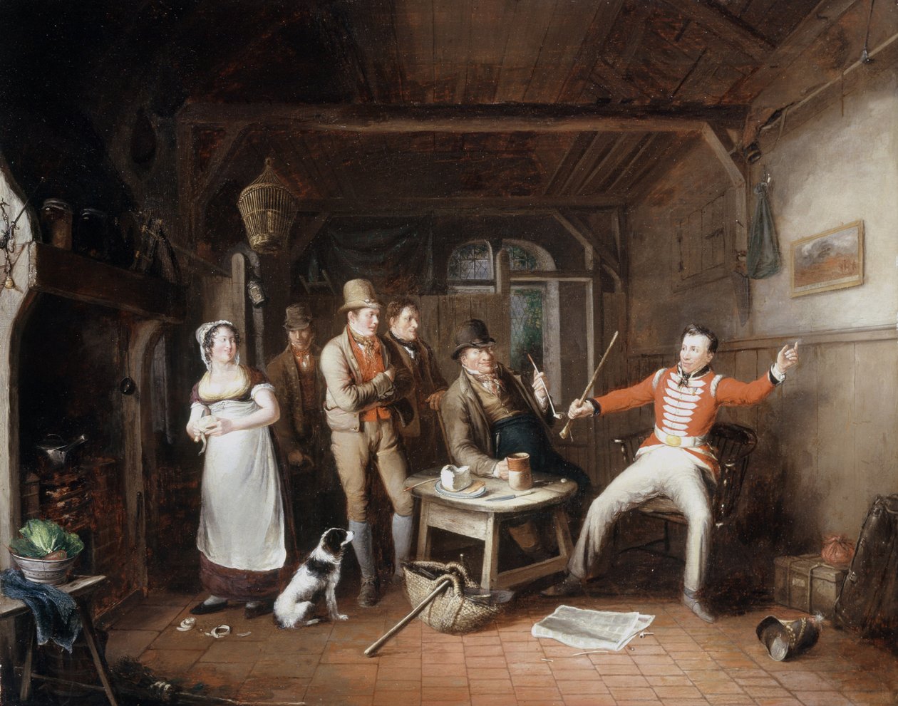 En soldat, der fortæller om sine bedrifter i et værtshus, 1821 af John Cawse
