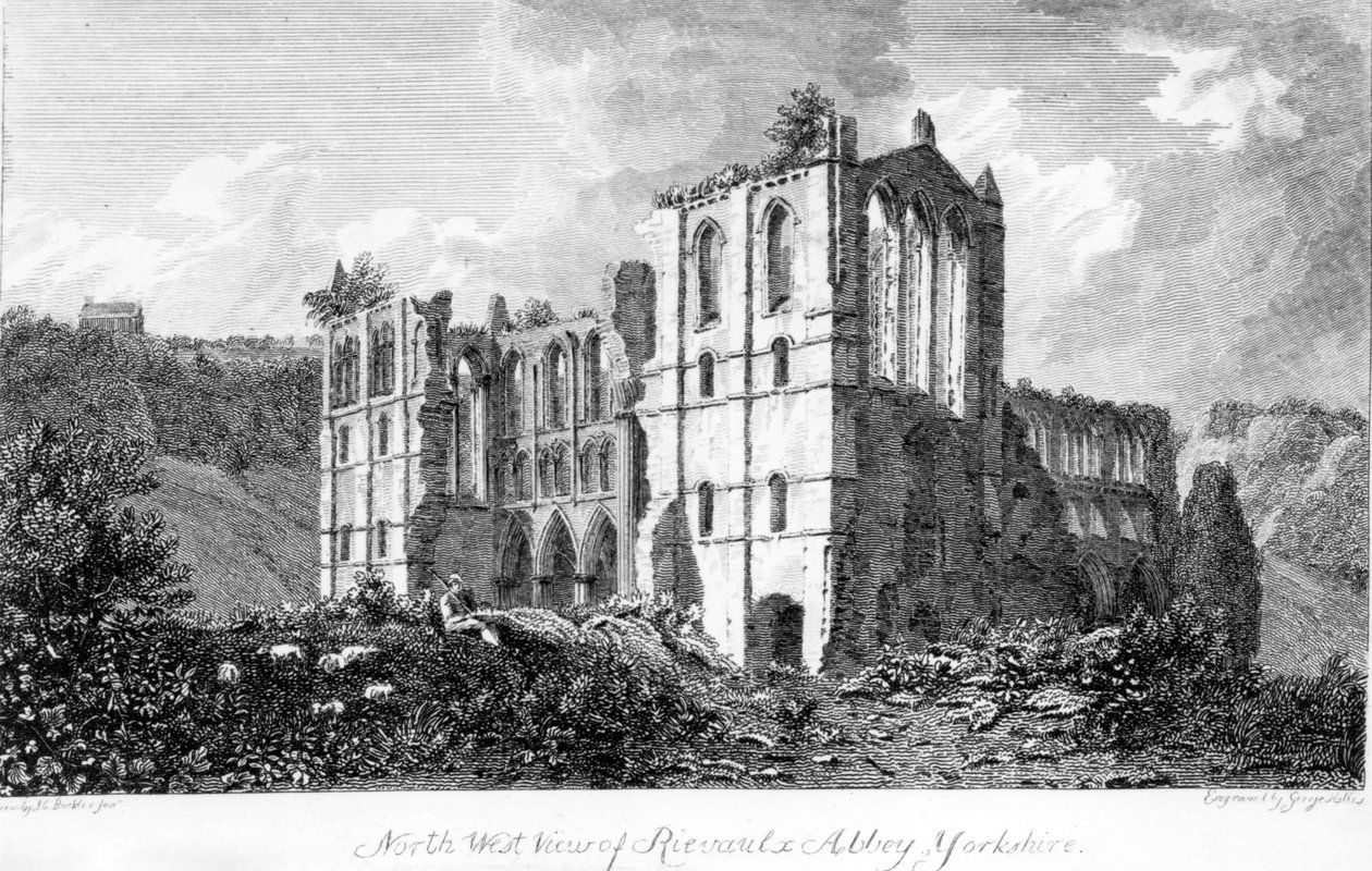 Rievaulx Abbey, Yorkshire, 1821 af John Chessell Buckler