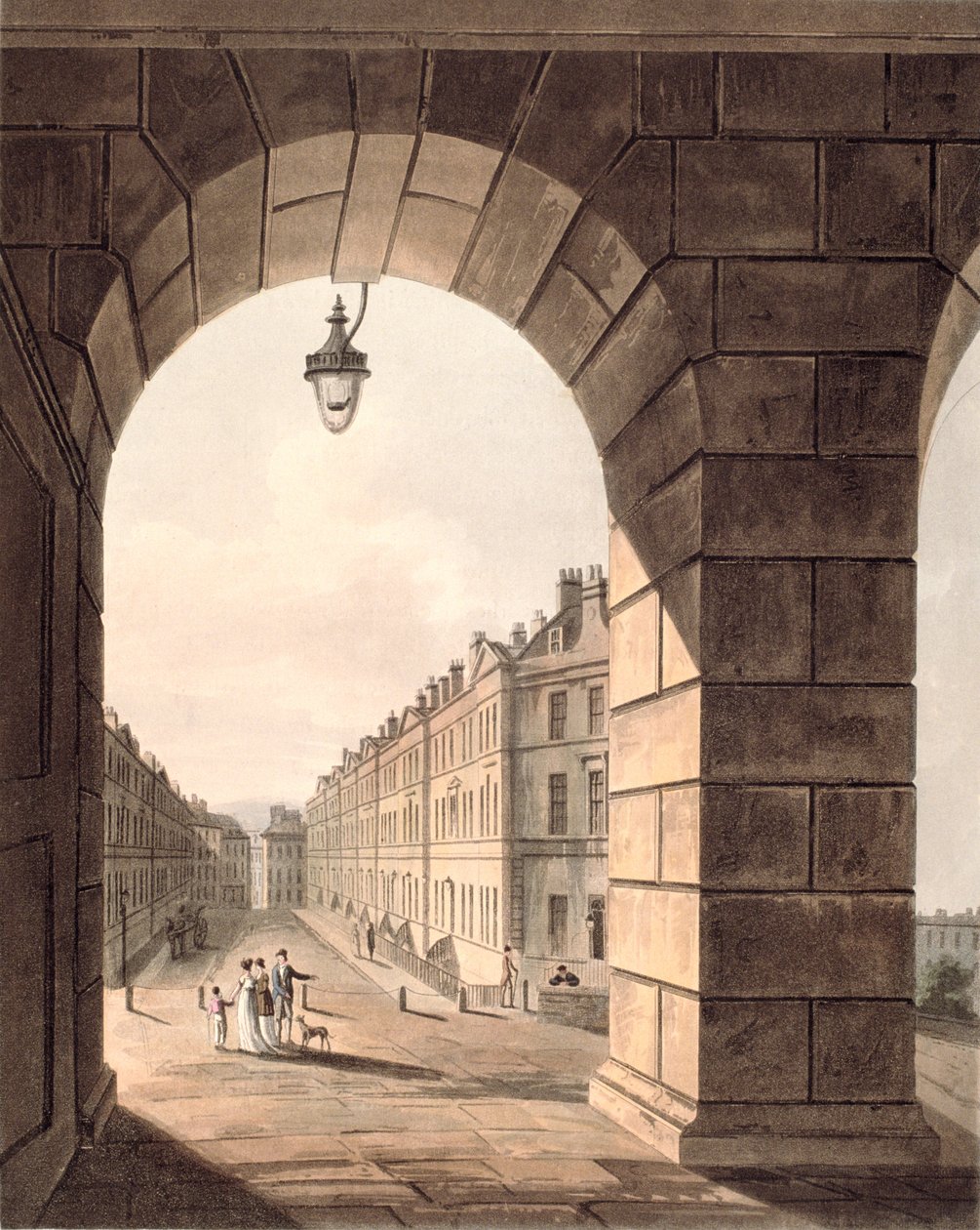 Pulteney Street, der slutter på Laura Place set gennem Gateway of Sydney Gardens, fra 