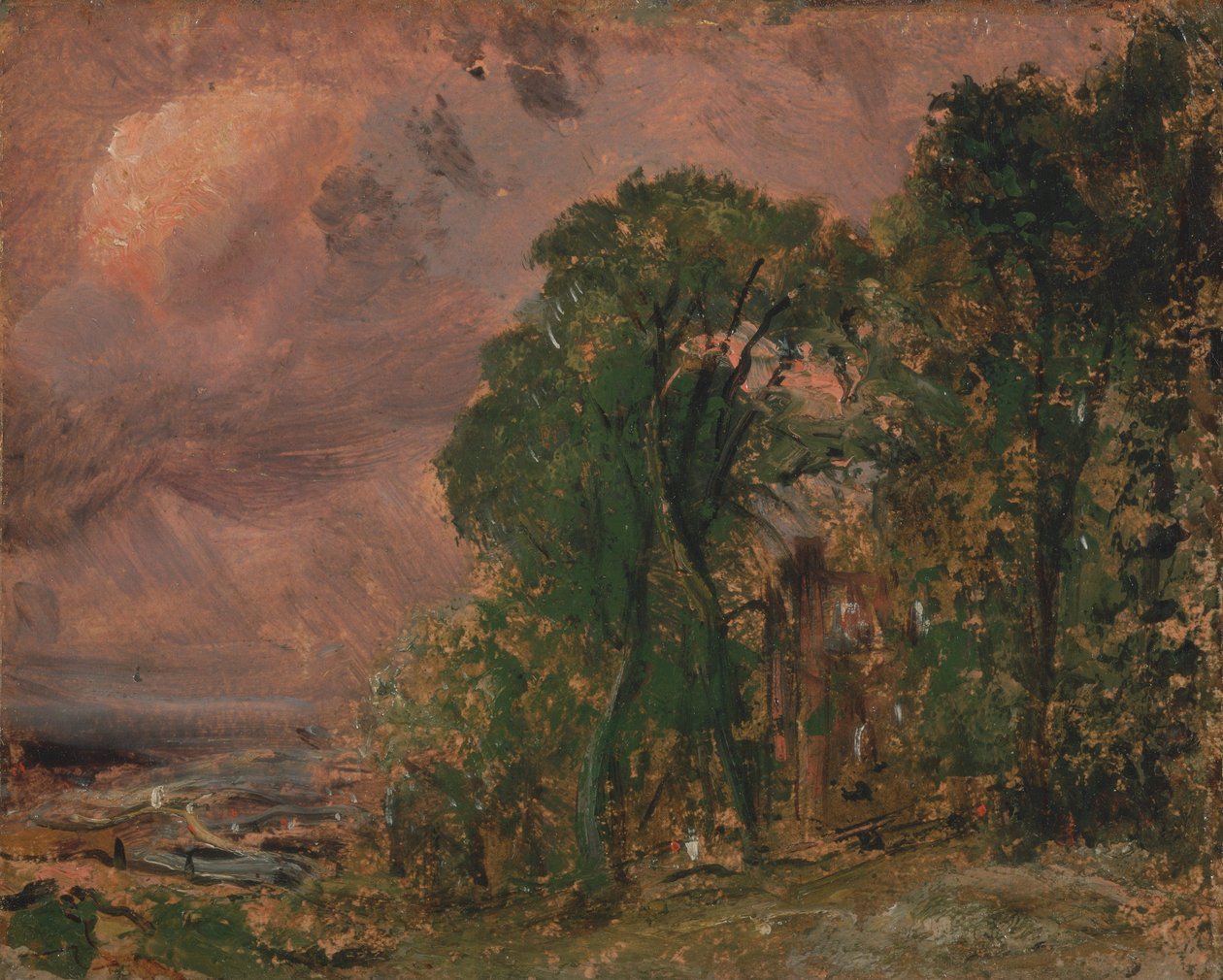 En udsigt på Hampstead med stormfuldt vejr af John Constable