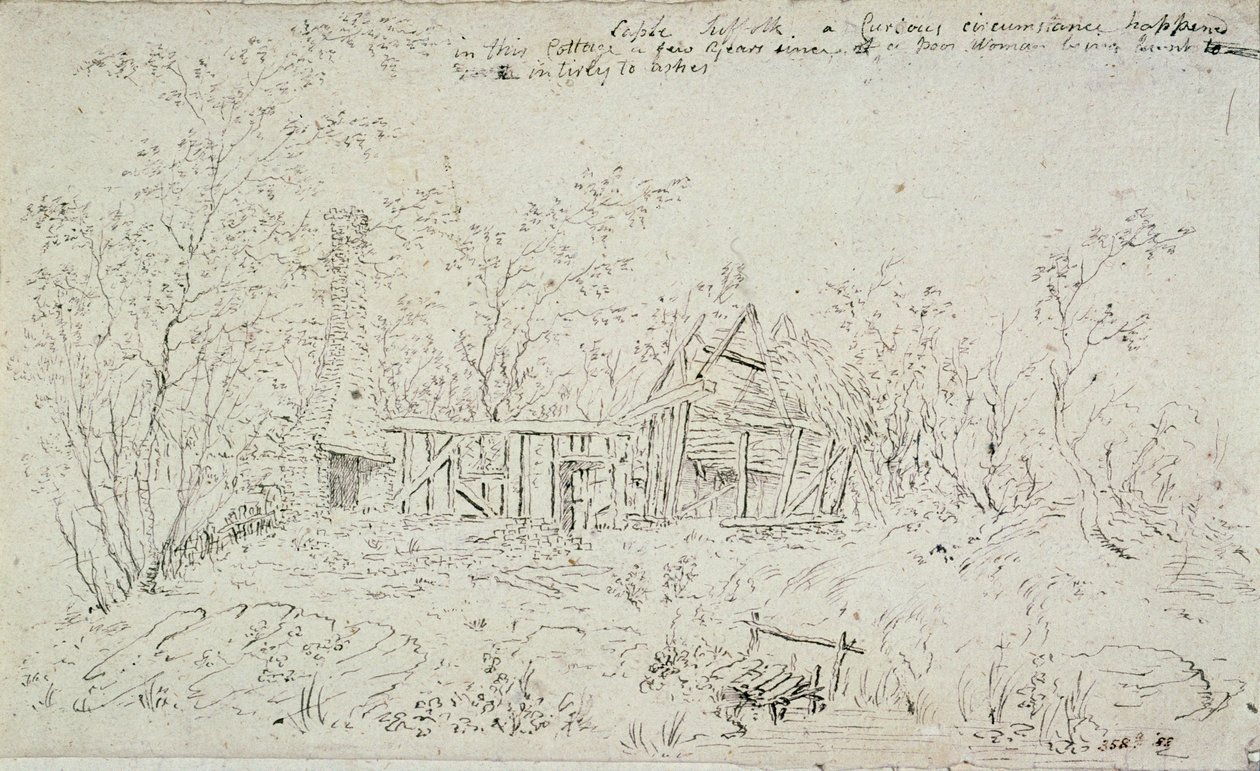 En ruineret hytte ved Capel, Suffolk, 1796 af John Constable