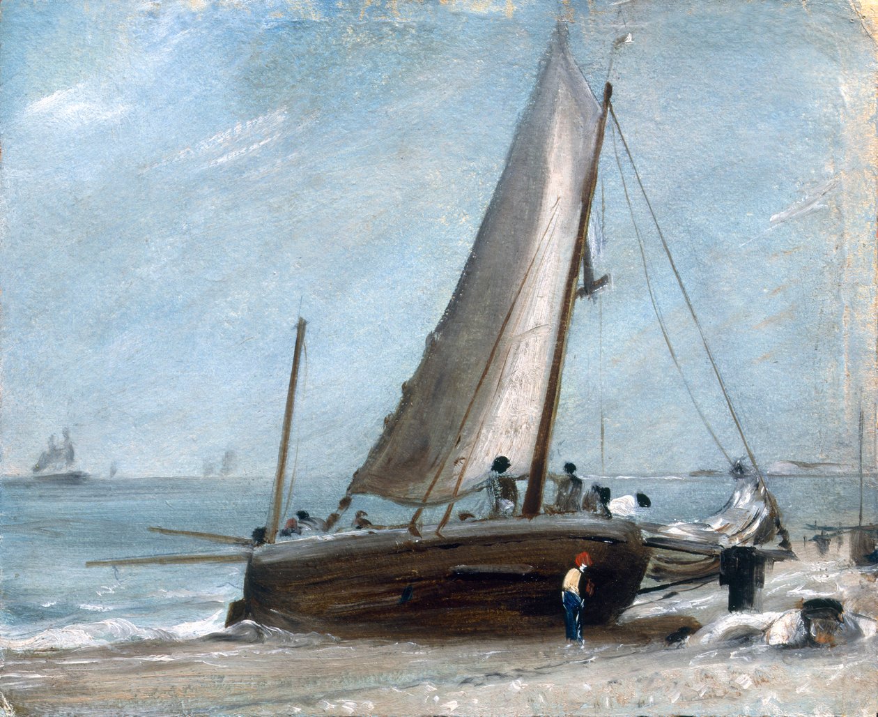 Brighton Beach med fiskerbåde og besætning af John Constable