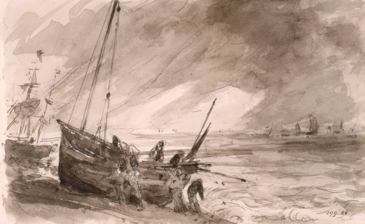Brighton kystscene, ca. 1828 af John Constable