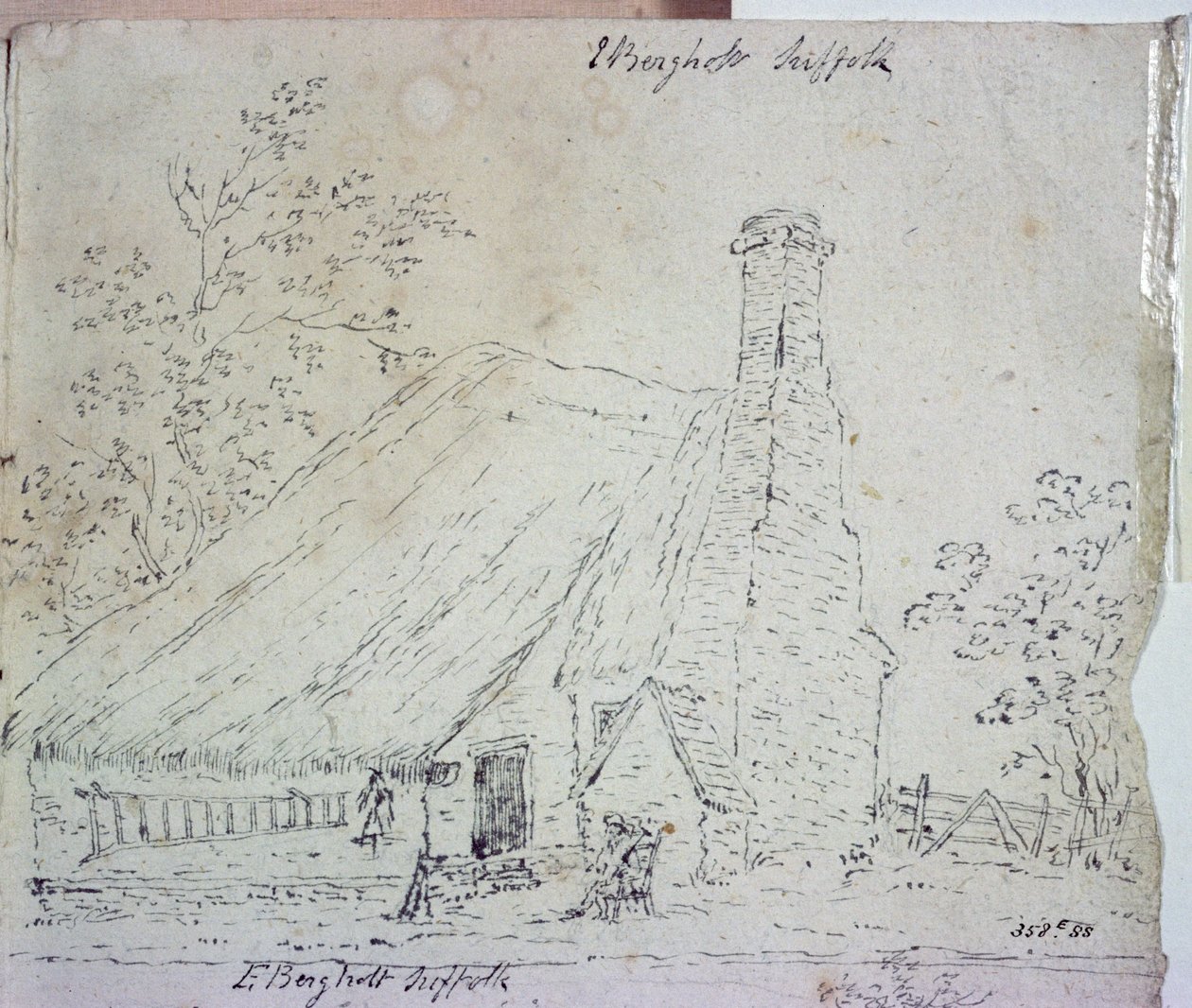 Sommerhus på Østre Bergholt, med sommerhusmand (tegning) af John Constable