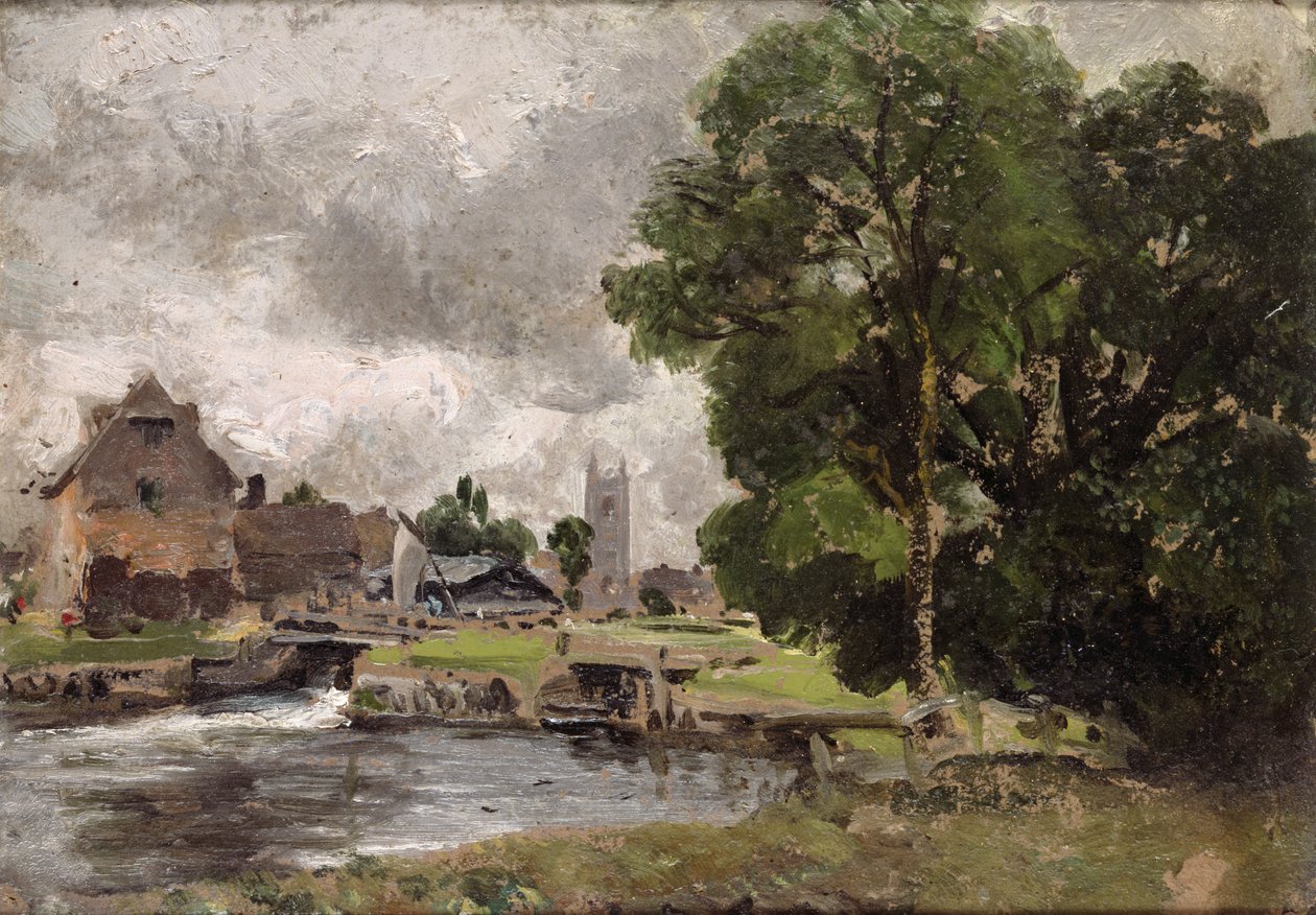Dedham Lock and Mill af John Constable