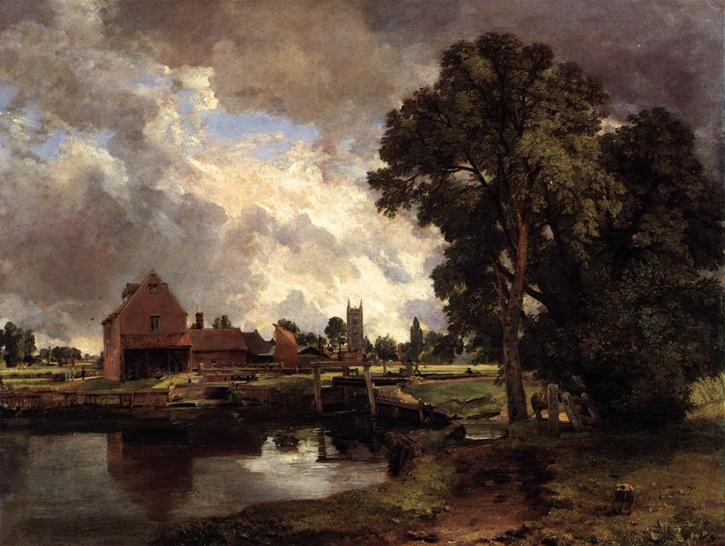 Dedham Lock and Mill af John Constable