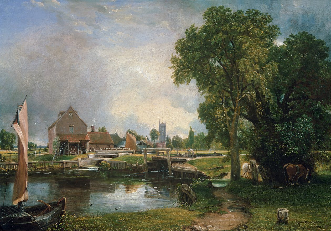 Dedham Lock and Mill, 1820 af John Constable