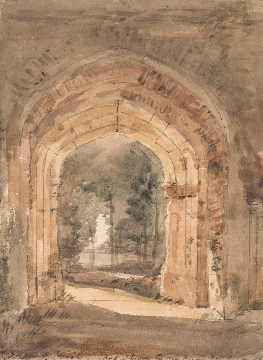 East Bergholt kirke, der kigger ud over det sydlige buegang i det ødelagte tårn af John Constable
