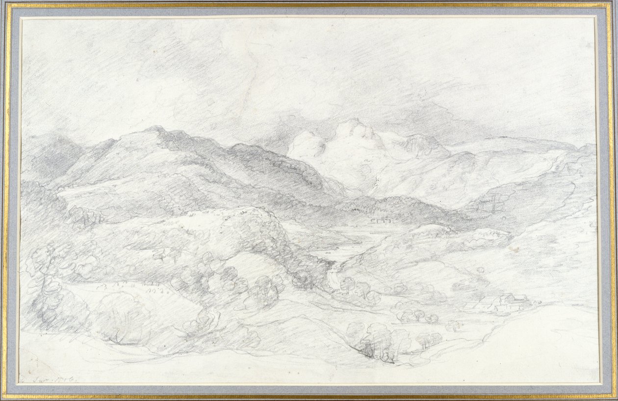 Langdale Pikes fra Elterwater, 4. september 1806 af John Constable